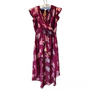 Japna Kids Short Sleeve V-Neck Floral Split Maxi Romper Dress Size 12